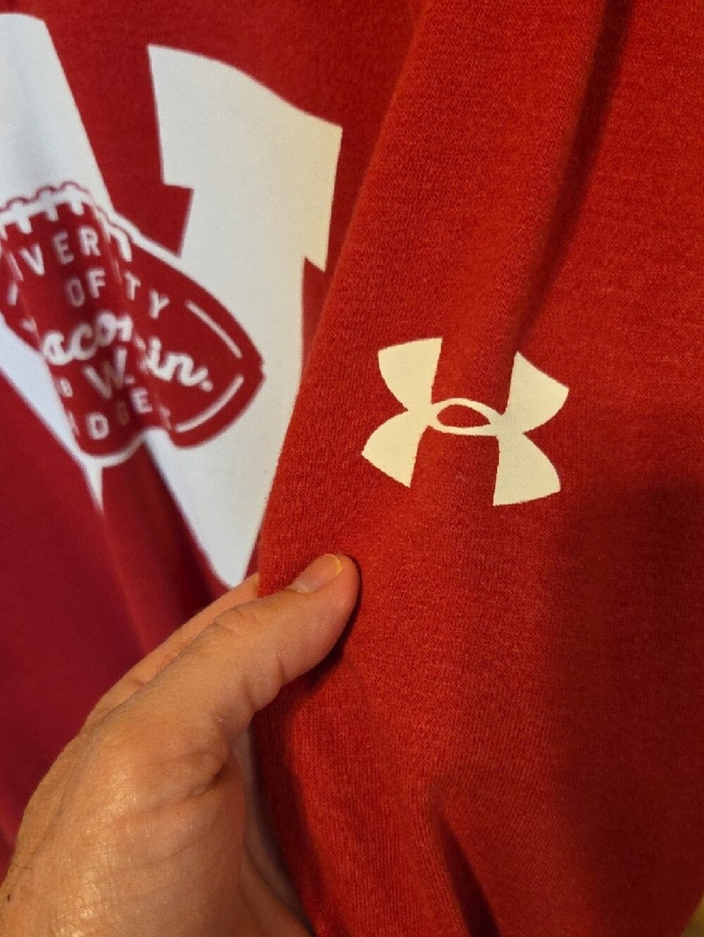 Under Armour Red Pullover Sweatshirt with White Logo - Picture 2 of 5